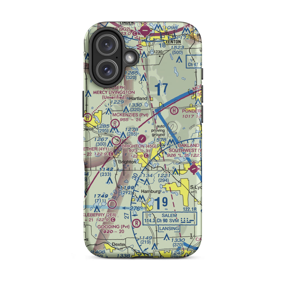 Brighton Airport (45G) VFR Sectional  Tough iPhone Case iPhone 16 Plus model shown