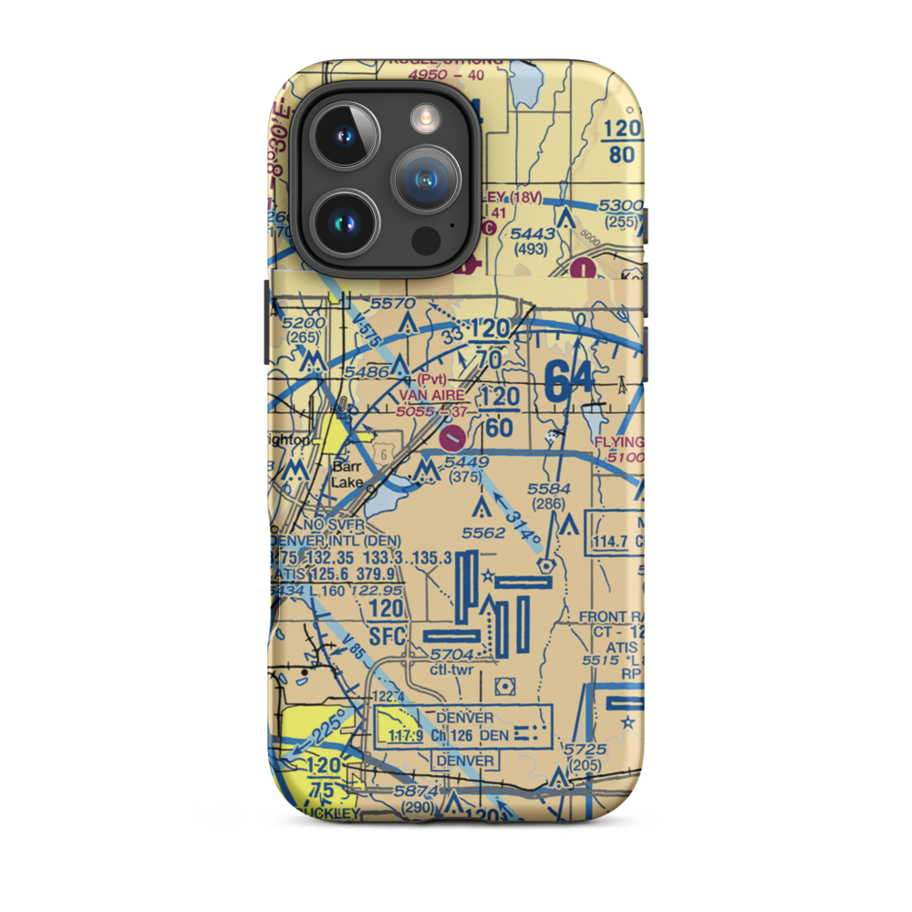 Brighton Van-Aire Estates Airport (CO12) VFR Sectional  Tough iPhone Case iPhone 16 Pro Max model shown
