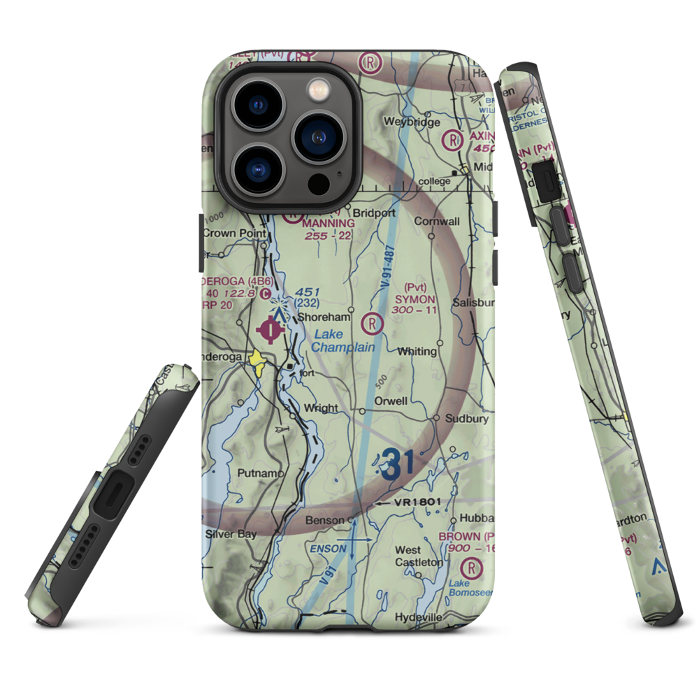 Brisson Airport (37VT) VFR Sectional  Tough iPhone Case iPhone 13 Pro Max model shown