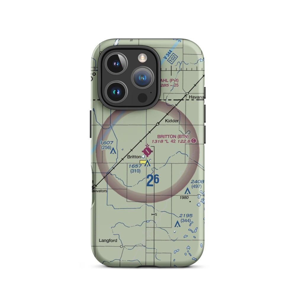 Britton Municipal Airport (BTN) VFR Sectional  Tough iPhone Case iPhone 16 Pro model shown