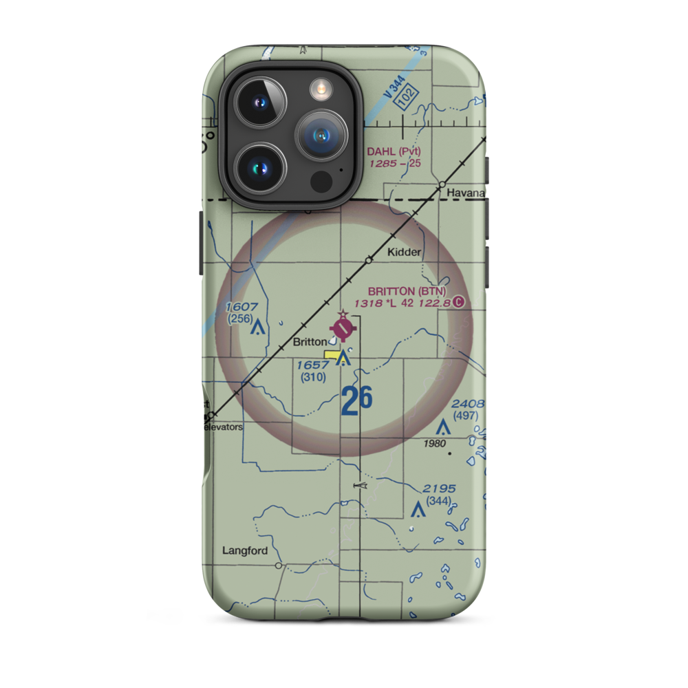 Britton Municipal Airport (BTN) VFR Sectional  Tough iPhone Case iPhone 16 Pro Max model shown