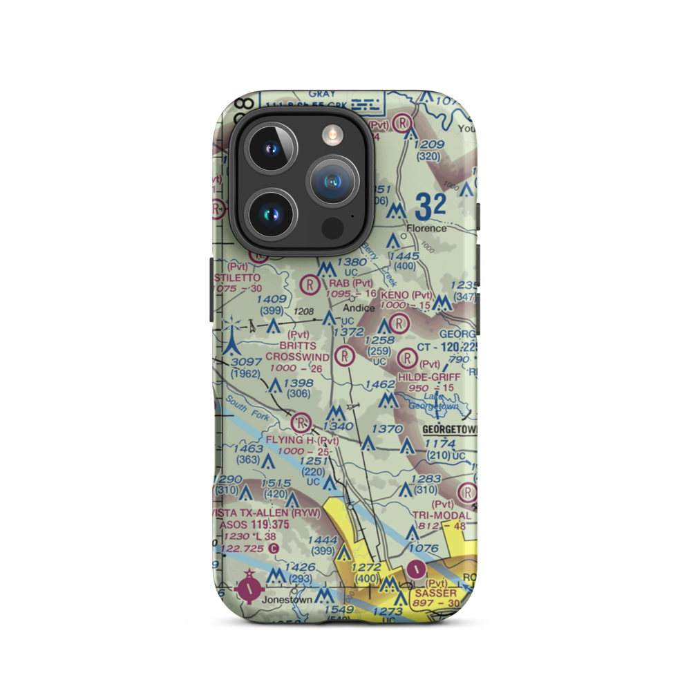 Britts Crosswind Airport (91TE) VFR Sectional  Tough iPhone Case iPhone 16 Pro model shown