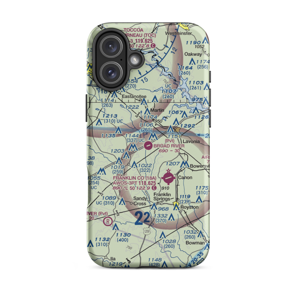 Broad River Air Park (3GE3) VFR Sectional  Tough iPhone Case iPhone 16 Plus model shown