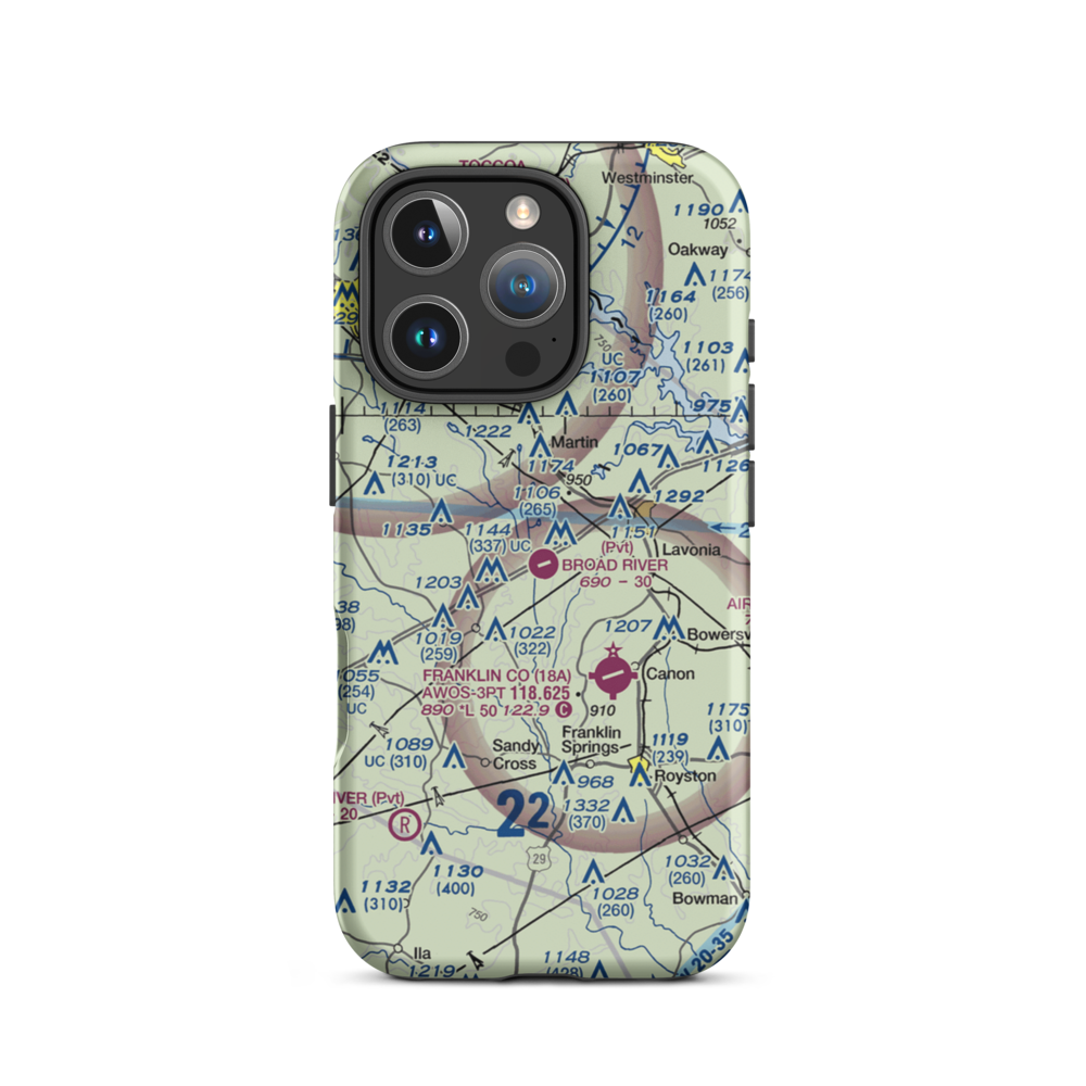 Broad River Air Park (3GE3) VFR Sectional  Tough iPhone Case iPhone 16 Pro model shown