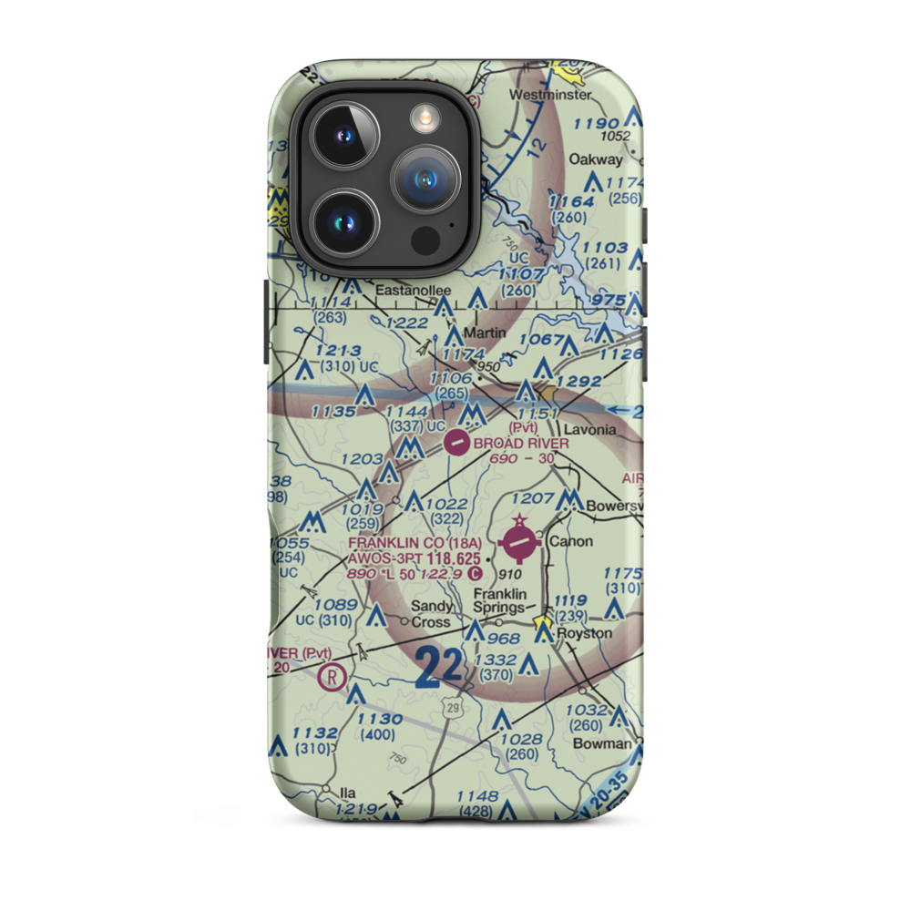 Broad River Air Park (3GE3) VFR Sectional  Tough iPhone Case iPhone 16 Pro Max model shown