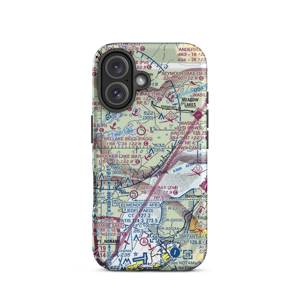 Brocker Lake Seaplane Base (6A7) VFR Sectional  Tough iPhone Case iPhone 16 model shown