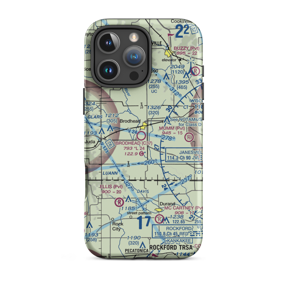Brodhead Airport (C37) VFR Sectional  Tough iPhone Case iPhone 16 Pro Max model shown