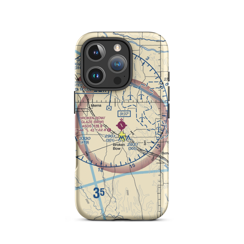 Broken Bow Municipal Airport (BBW) VFR Sectional  Tough iPhone Case iPhone 16 Pro model shown