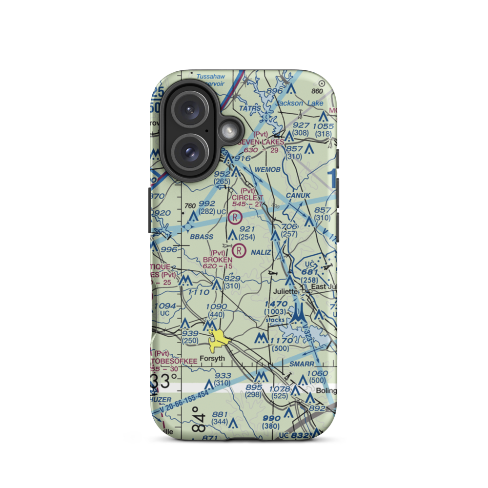 Broken Ranch Airport (GA76) VFR Sectional  Tough iPhone Case iPhone 16 model shown
