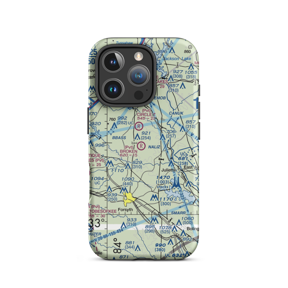 Broken Ranch Airport (GA76) VFR Sectional  Tough iPhone Case iPhone 16 Pro model shown