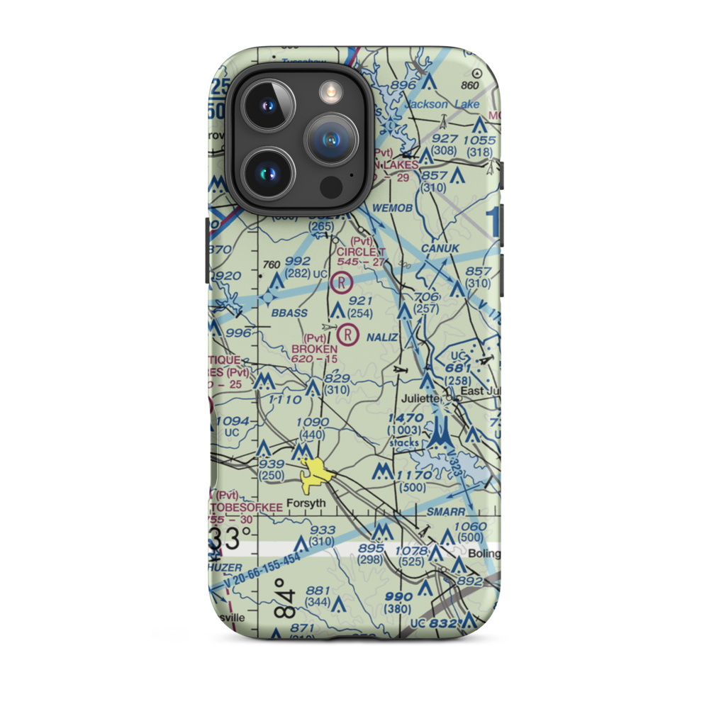 Broken Ranch Airport (GA76) VFR Sectional  Tough iPhone Case iPhone 16 Pro Max model shown