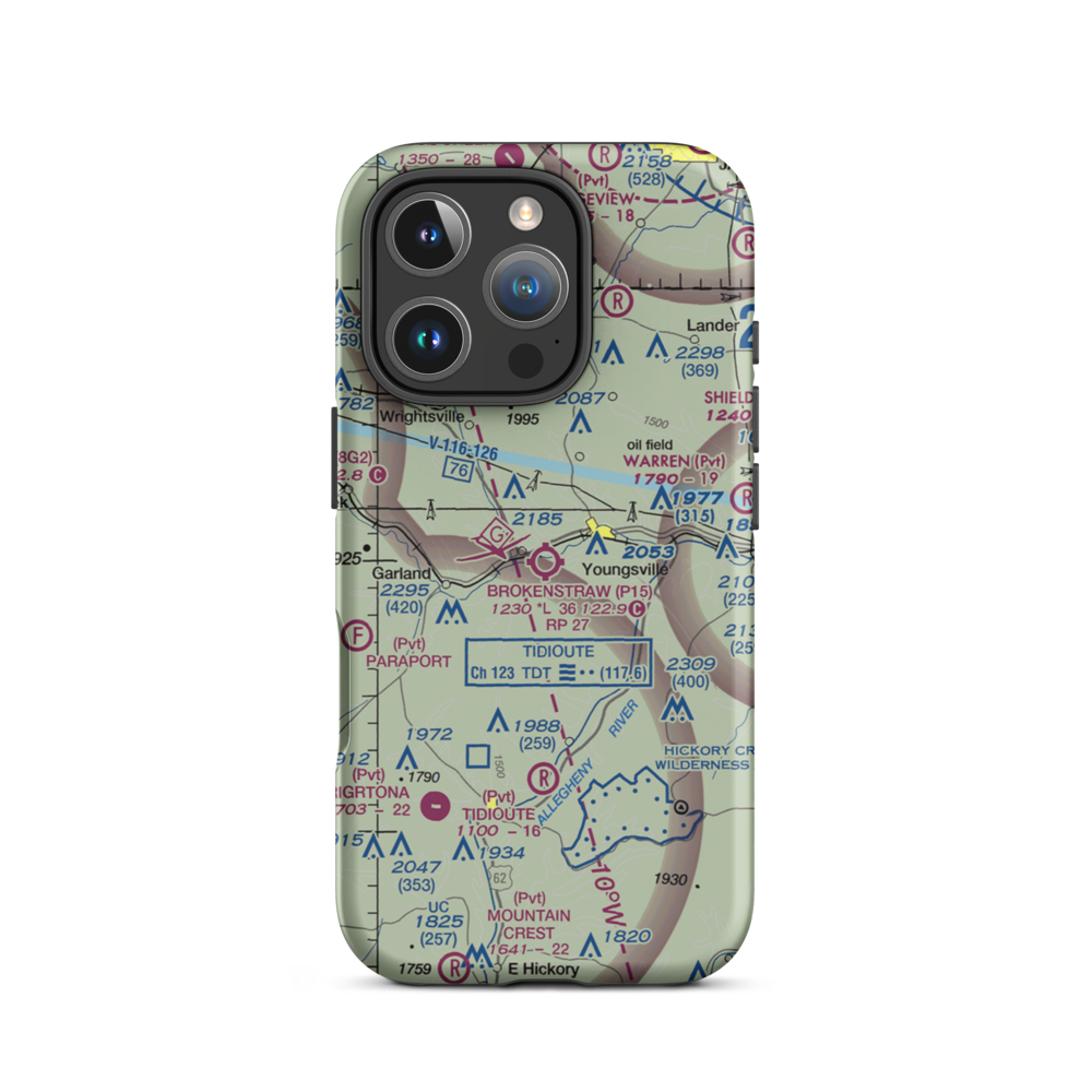 Brokenstraw Airport (P15) VFR Sectional  Tough iPhone Case iPhone 16 Pro model shown