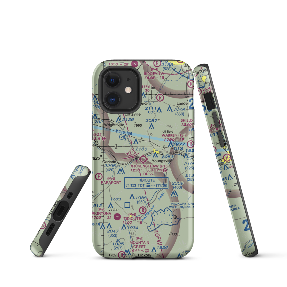 Brokenstraw Airport (P15) VFR Sectional  Tough iPhone Case iPhone 12 mini model shown