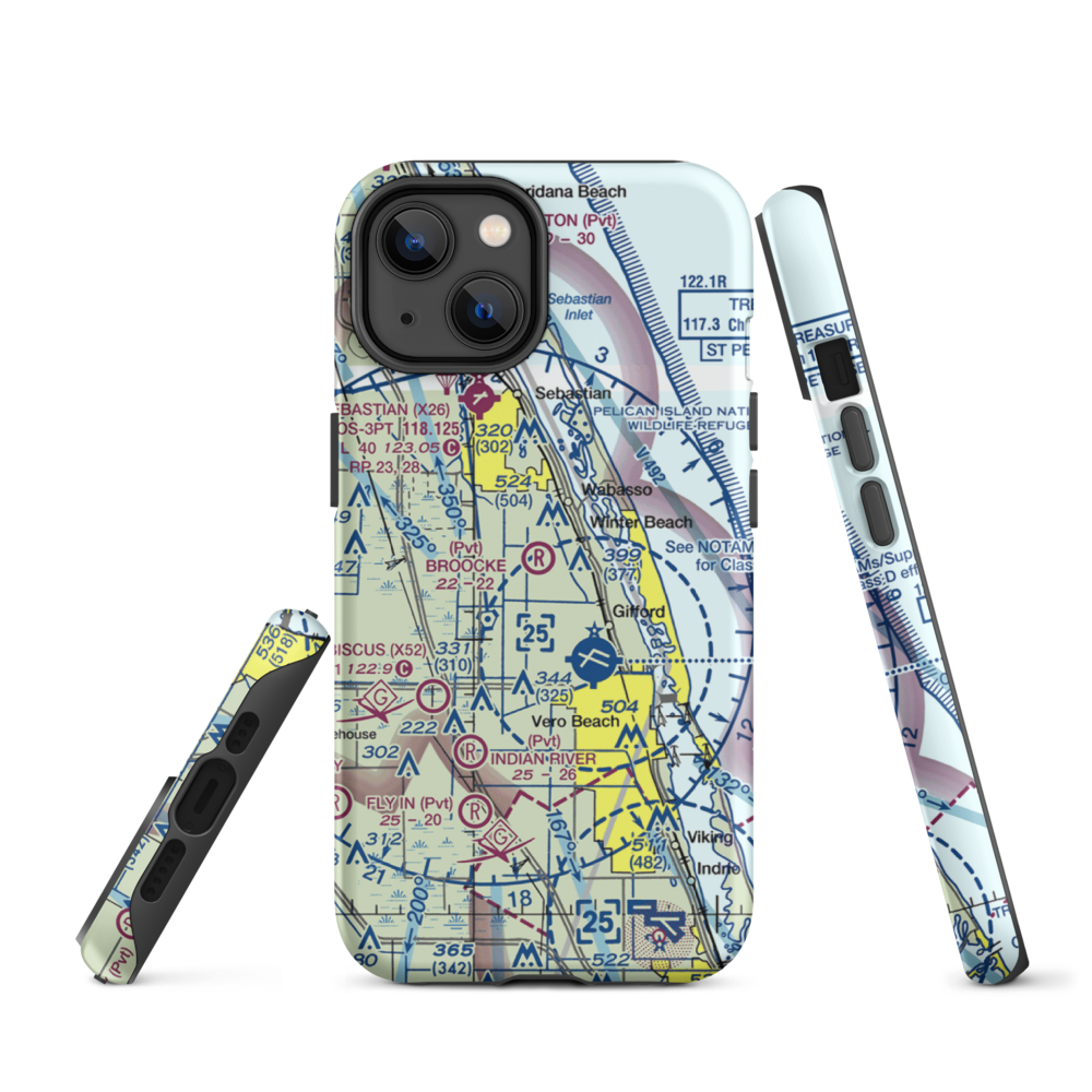 Broocke Air Patch Airport (FL95) VFR Sectional  Tough iPhone Case iPhone 14 model shown
