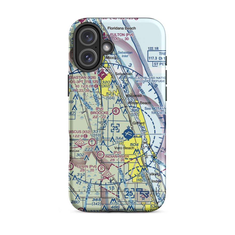Broocke Air Patch Airport (FL95) VFR Sectional  Tough iPhone Case iPhone 16 Plus model shown