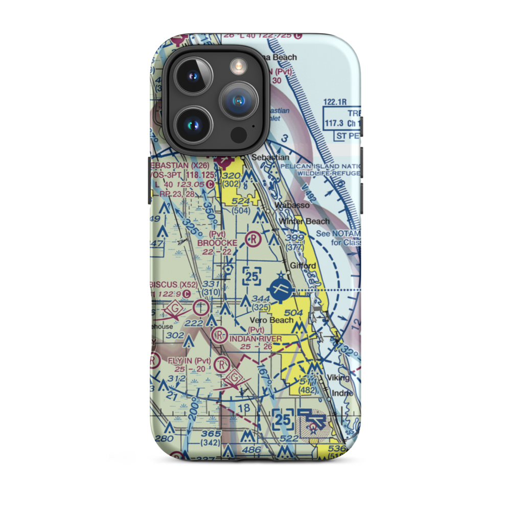 Broocke Air Patch Airport (FL95) VFR Sectional  Tough iPhone Case iPhone 16 Pro Max model shown