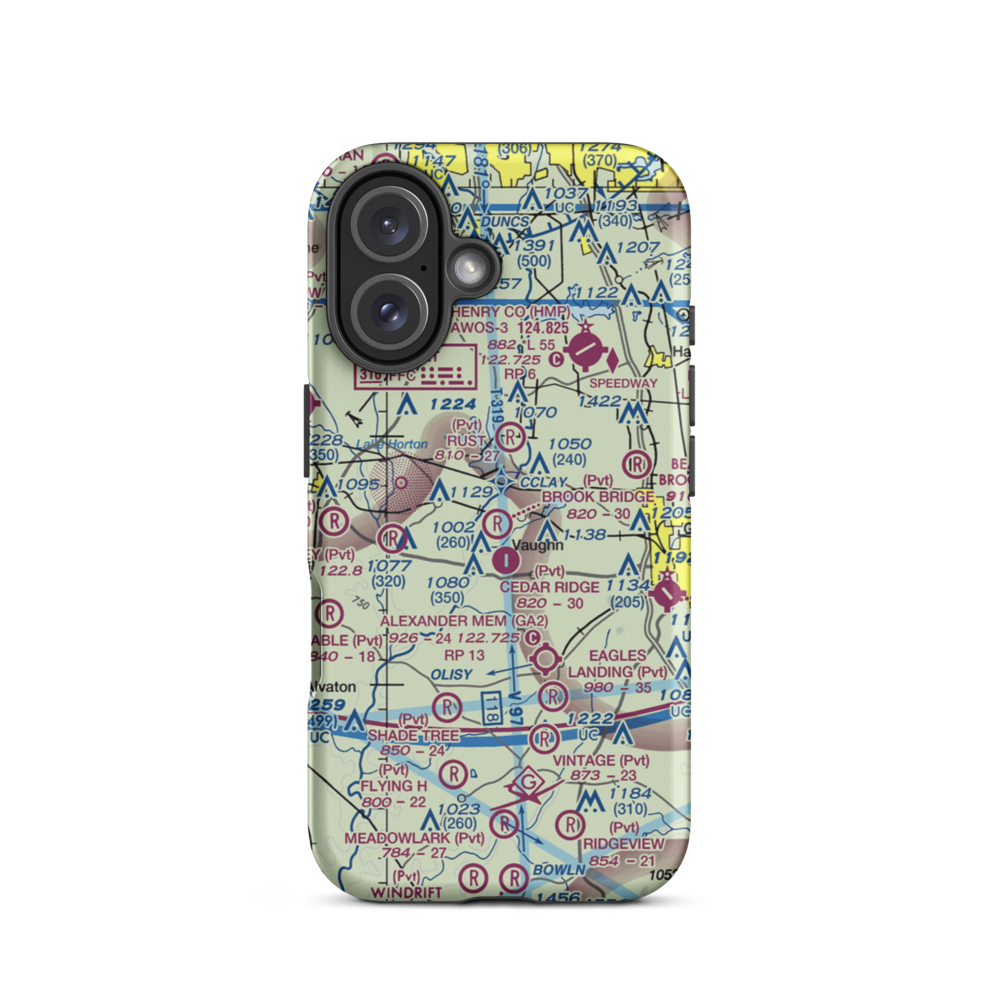 Brook Bridge Aerodrome (8GA9) VFR Sectional  Tough iPhone Case iPhone 16 model shown