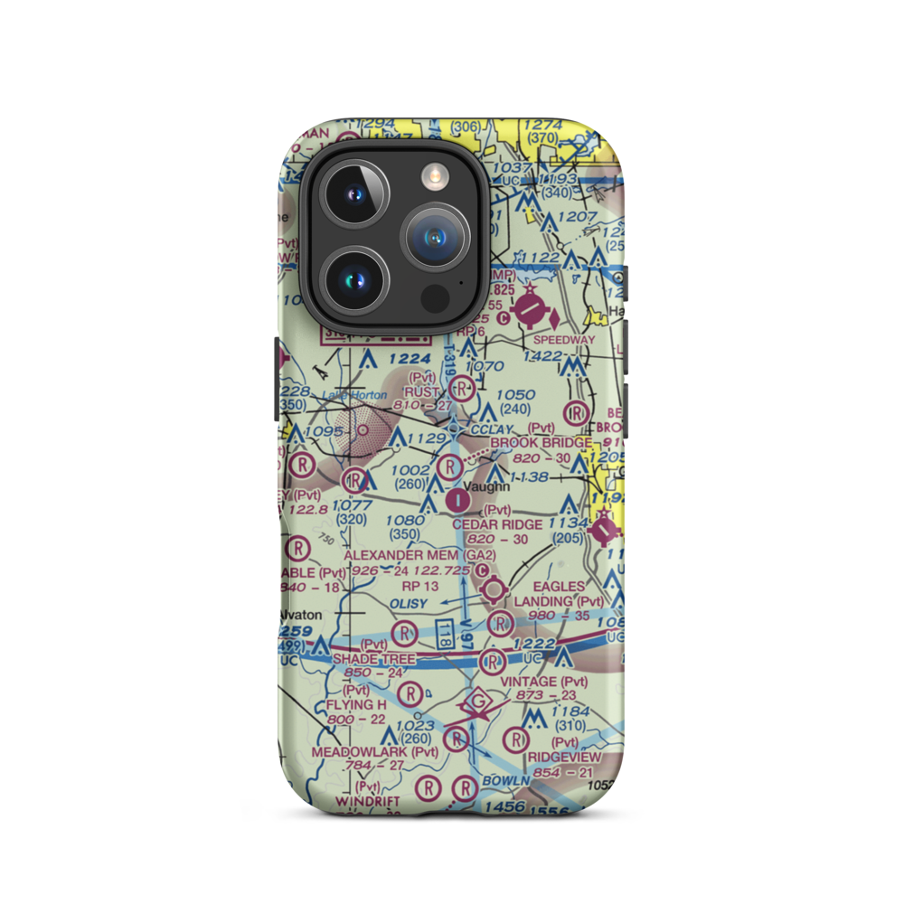 Brook Bridge Aerodrome (8GA9) VFR Sectional  Tough iPhone Case iPhone 16 Pro model shown