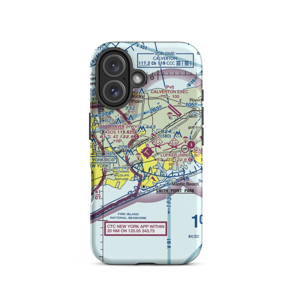 Brookhaven Airport (HWV) VFR Sectional  Tough iPhone Case iPhone 16 model shown