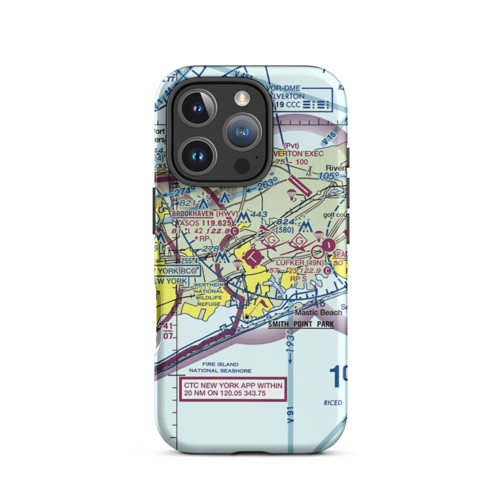 Brookhaven Airport (HWV) VFR Sectional  Tough iPhone Case iPhone 16 Pro model shown