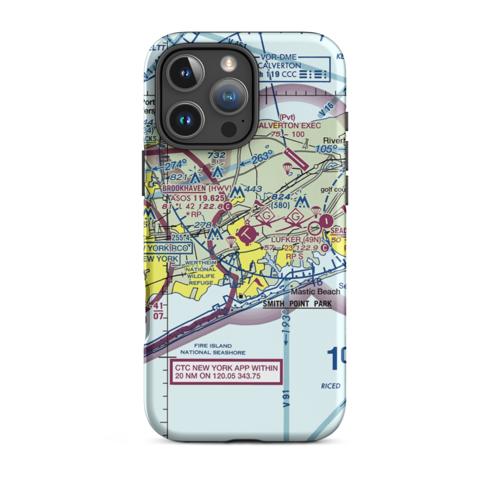 Brookhaven Airport (HWV) VFR Sectional  Tough iPhone Case iPhone 16 Pro Max model shown