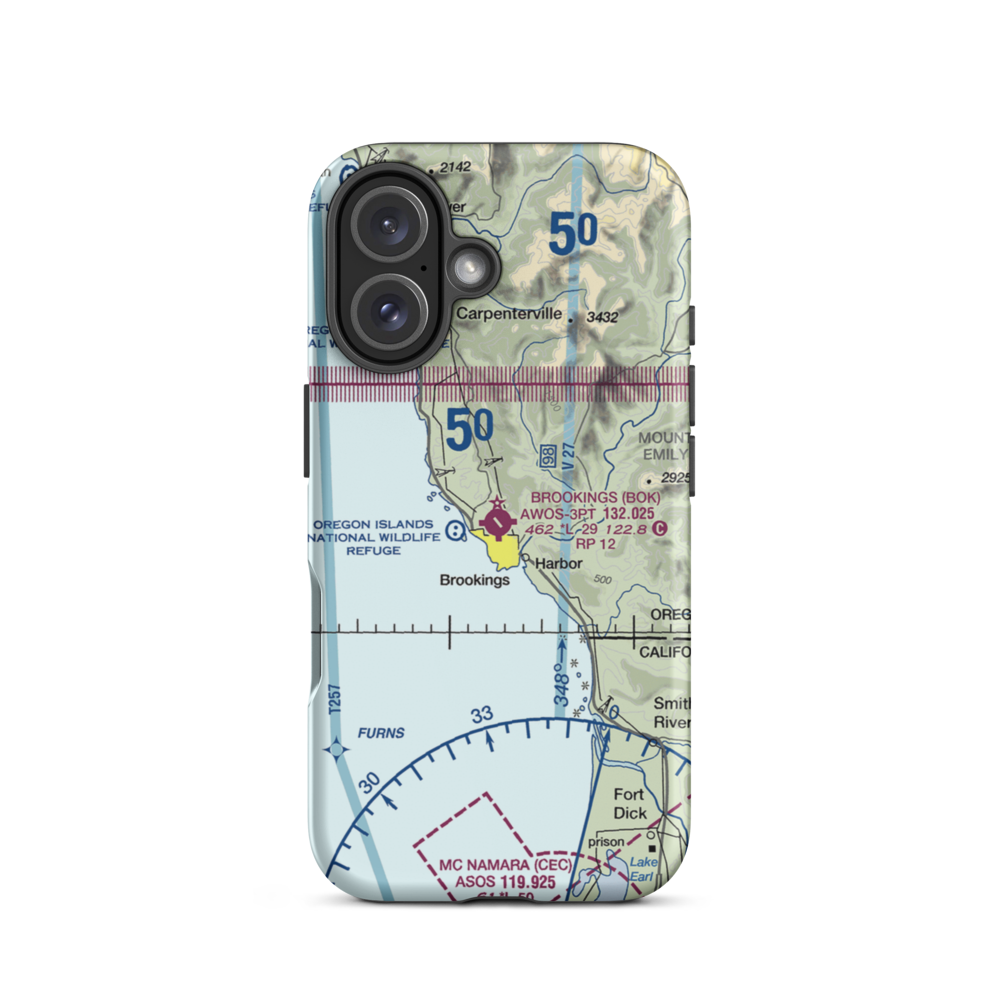 Brookings Airport (BOK) VFR Sectional  Tough iPhone Case iPhone 16 model shown