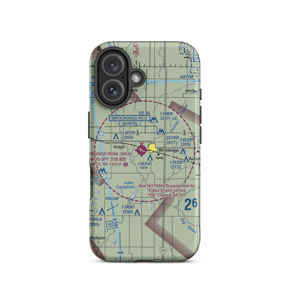 Brookings Regional Airport (BKX) VFR Sectional  Tough iPhone Case iPhone 16 model shown