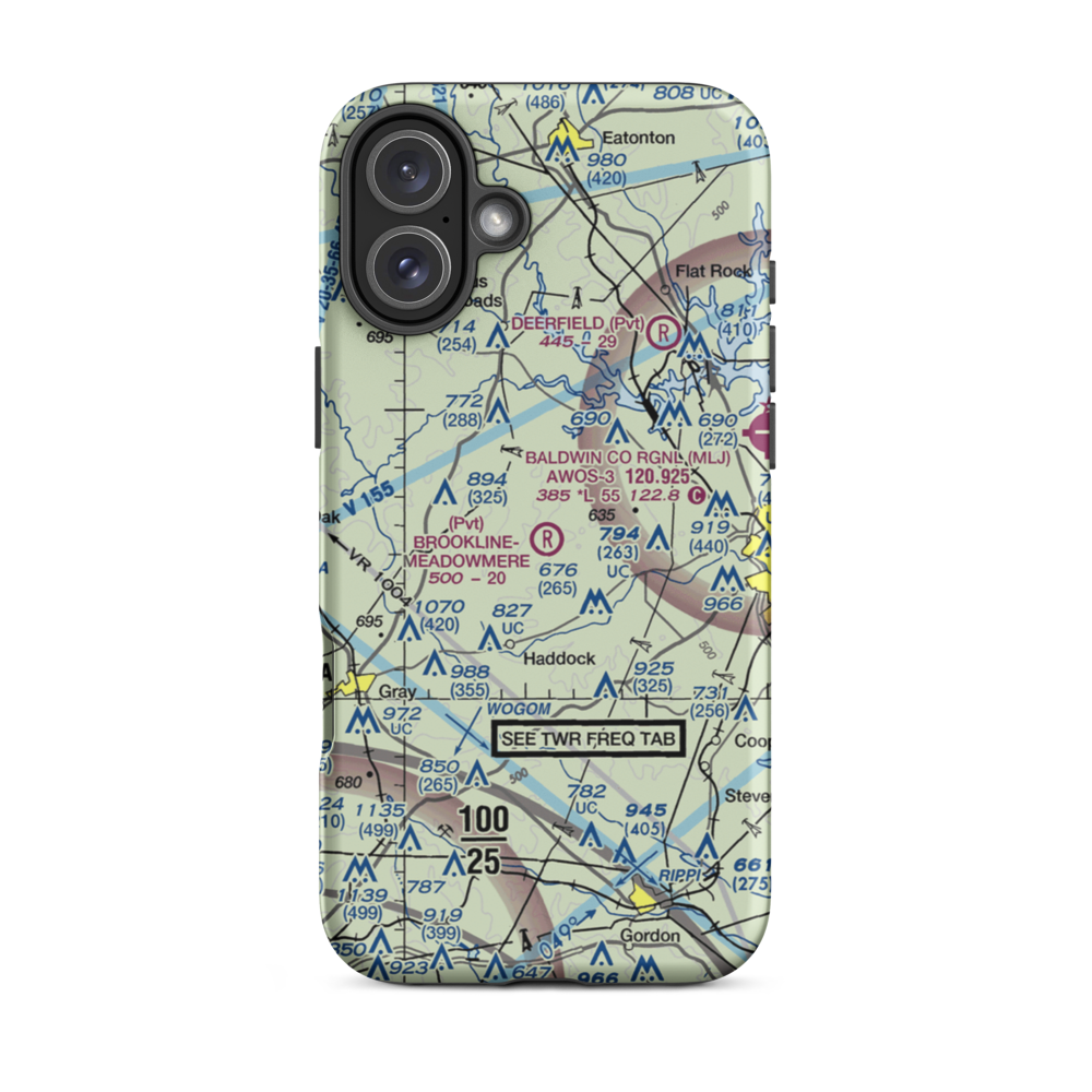 Brookline - Meadowmere Airport (9GA6) VFR Sectional  Tough iPhone Case iPhone 16 Plus model shown