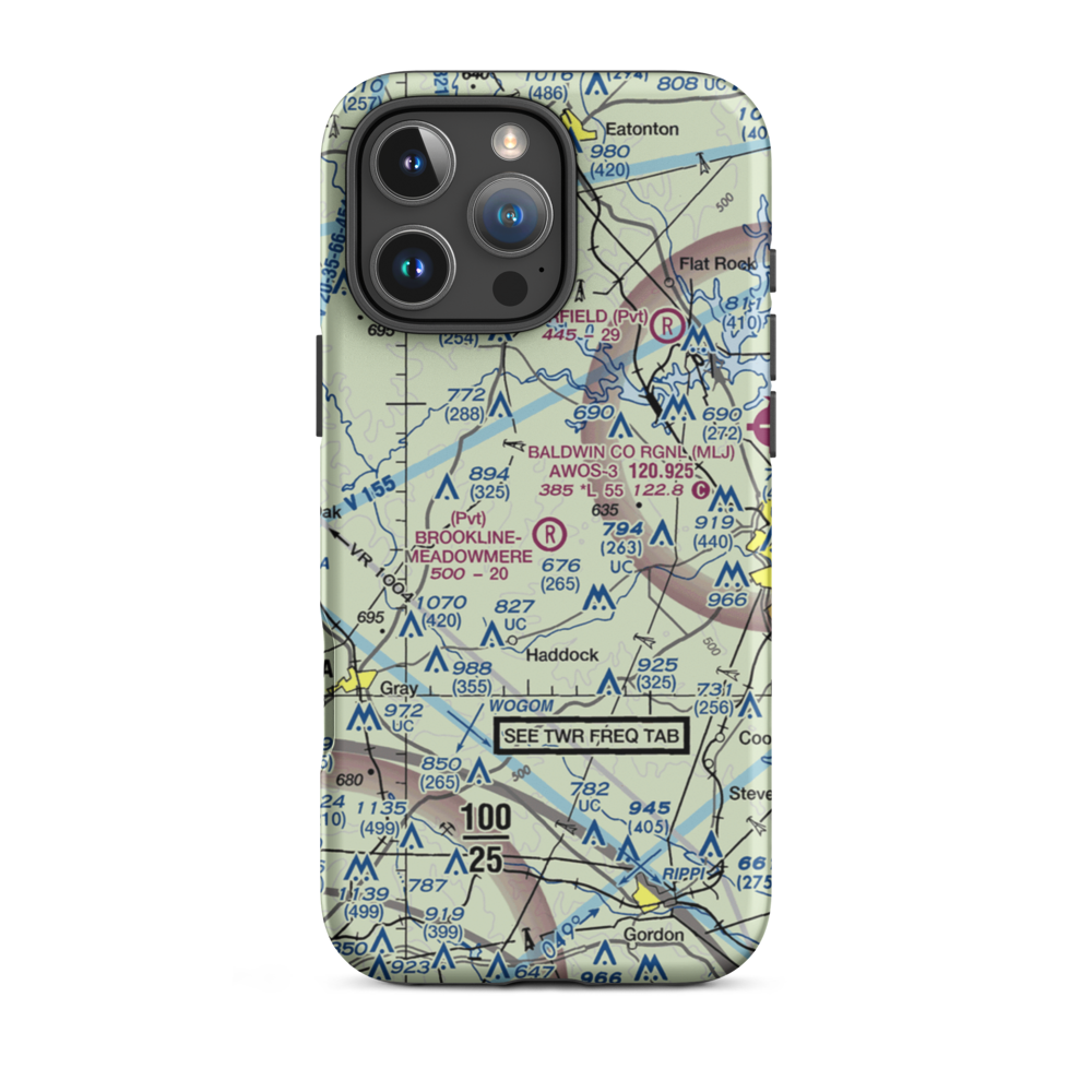 Brookline - Meadowmere Airport (9GA6) VFR Sectional  Tough iPhone Case iPhone 16 Pro Max model shown