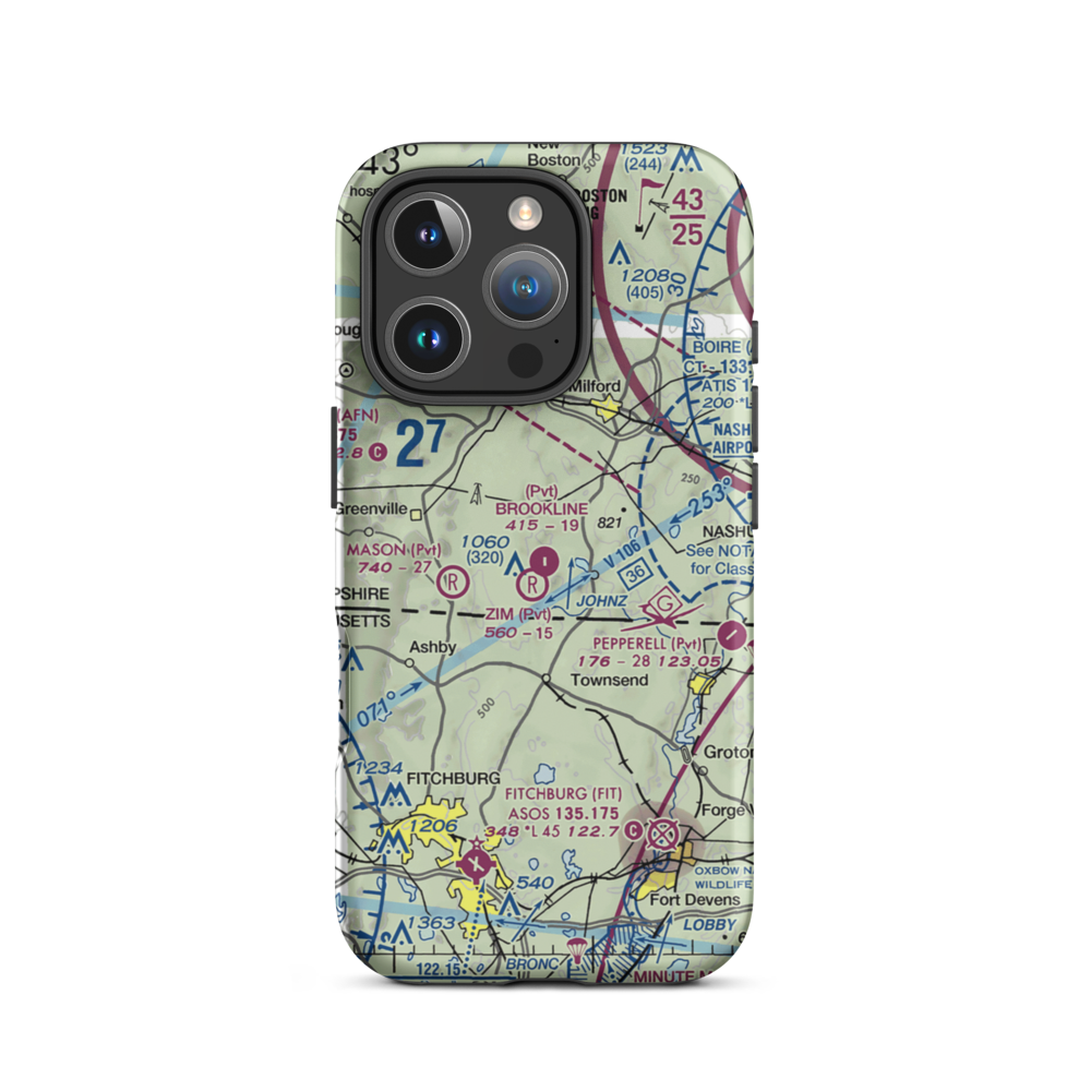 Brookline Airport (NH16) VFR Sectional  Tough iPhone Case iPhone 16 Pro model shown