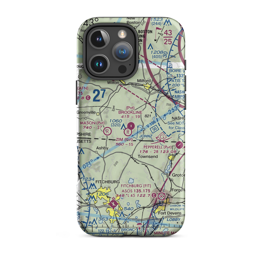 Brookline Airport (NH16) VFR Sectional  Tough iPhone Case iPhone 16 Pro Max model shown