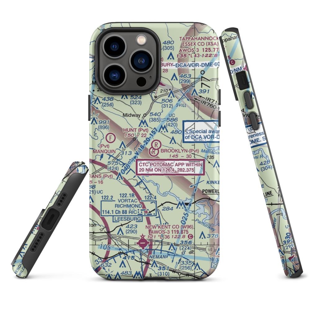 Brooklyn Airport (0VI1) VFR Sectional  Tough iPhone Case iPhone 13 Pro Max model shown