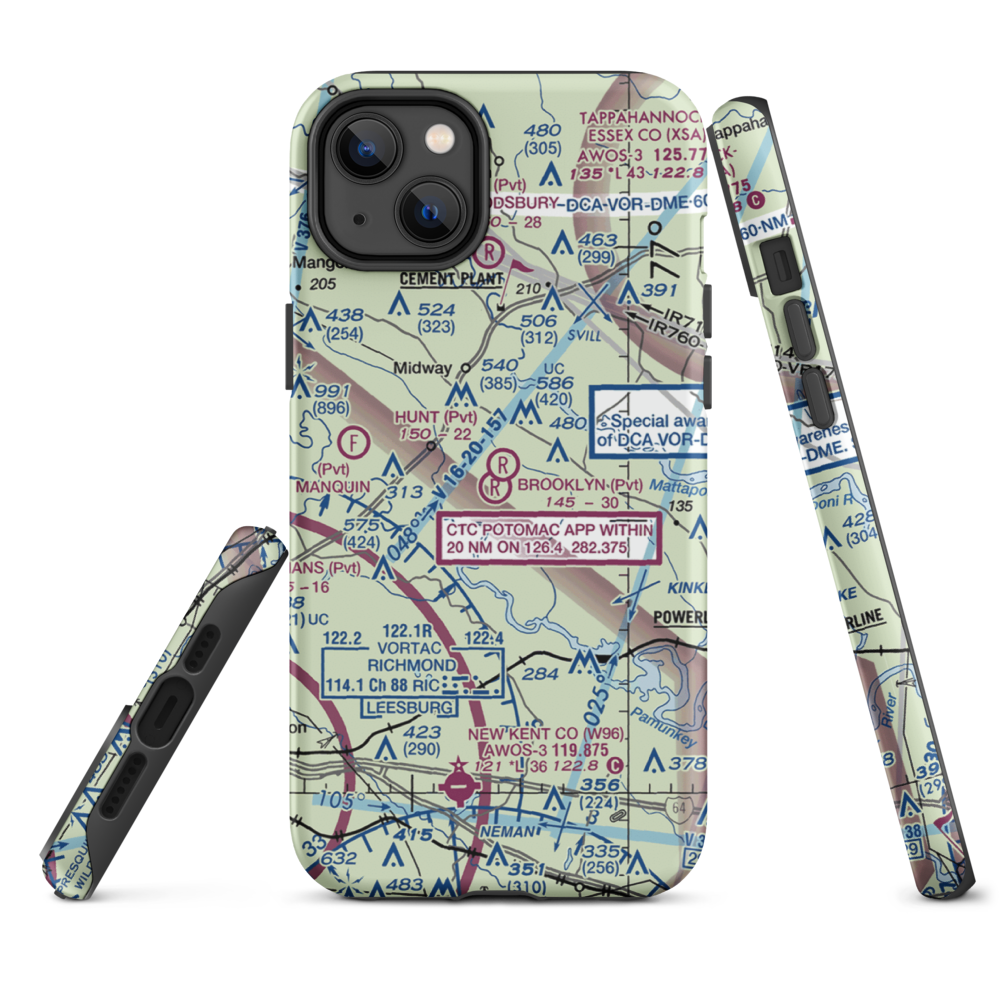 Brooklyn Airport (0VI1) VFR Sectional  Tough iPhone Case iPhone 14 Plus model shown