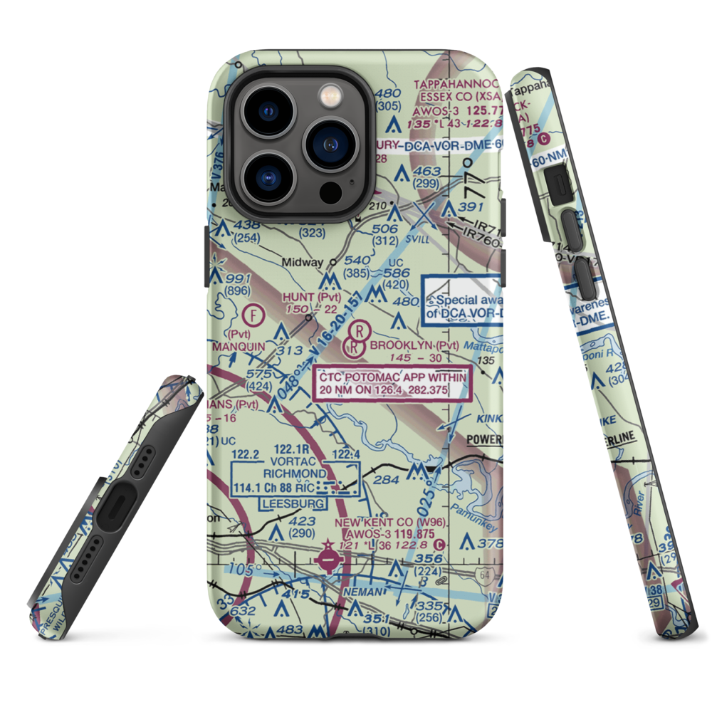 Brooklyn Airport (0VI1) VFR Sectional  Tough iPhone Case iPhone 14 Pro Max model shown