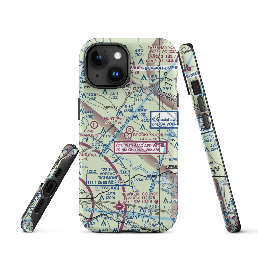 Brooklyn Airport (0VI1) VFR Sectional  Tough iPhone Case iPhone 15 model shown