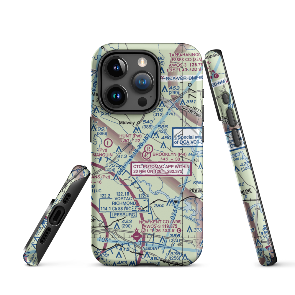 Brooklyn Airport (0VI1) VFR Sectional  Tough iPhone Case iPhone 15 Pro model shown