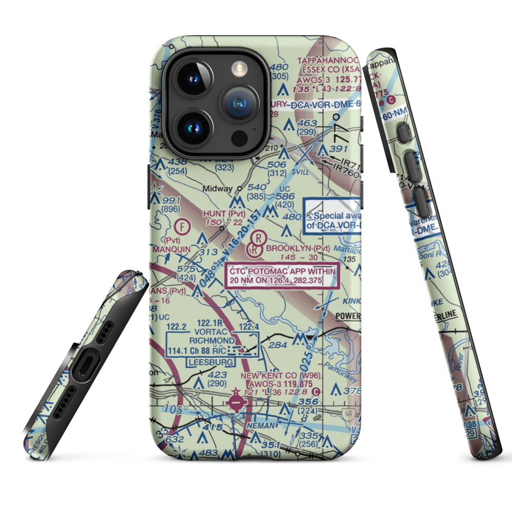 Brooklyn Airport (0VI1) VFR Sectional  Tough iPhone Case iPhone 15 Pro Max model shown