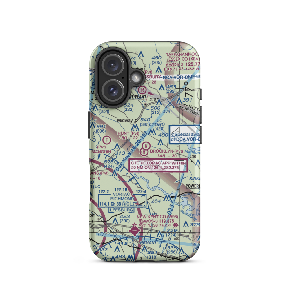 Brooklyn Airport (0VI1) VFR Sectional  Tough iPhone Case iPhone 16 model shown