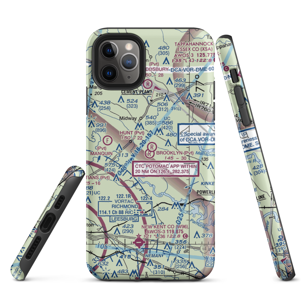 Brooklyn Airport (0VI1) VFR Sectional  Tough iPhone Case iPhone 11 Pro Max model shown