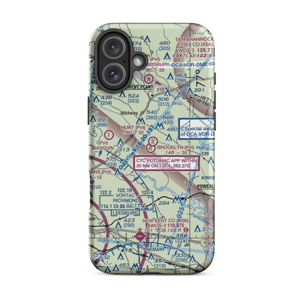 Brooklyn Airport (0VI1) VFR Sectional  Tough iPhone Case iPhone 16 Plus model shown