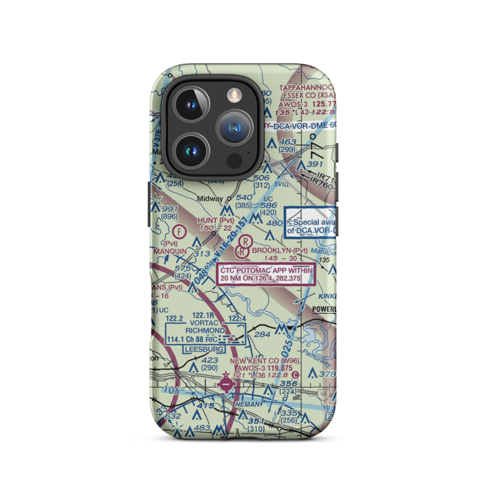 Brooklyn Airport (0VI1) VFR Sectional  Tough iPhone Case iPhone 16 Pro model shown