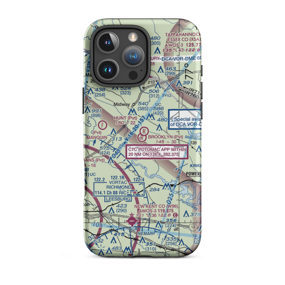 Brooklyn Airport (0VI1) VFR Sectional  Tough iPhone Case iPhone 16 Pro Max model shown