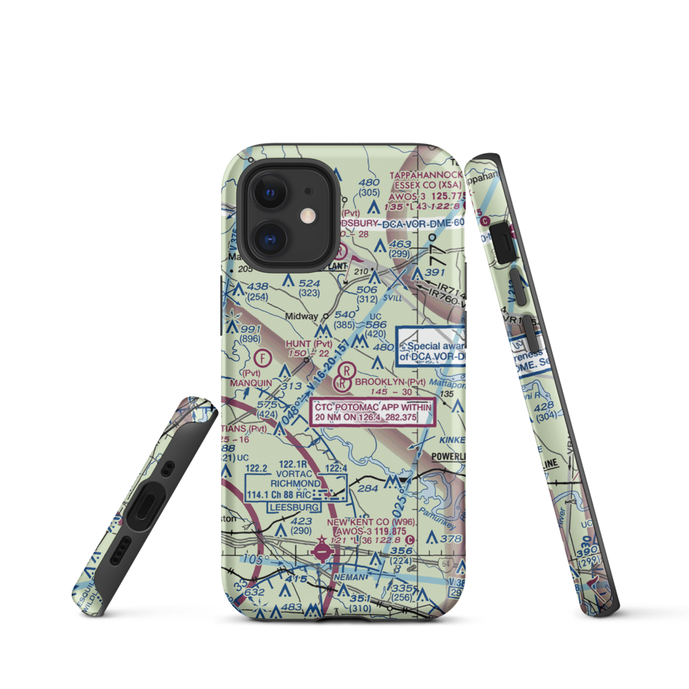 Brooklyn Airport (0VI1) VFR Sectional  Tough iPhone Case iPhone 12 mini model shown