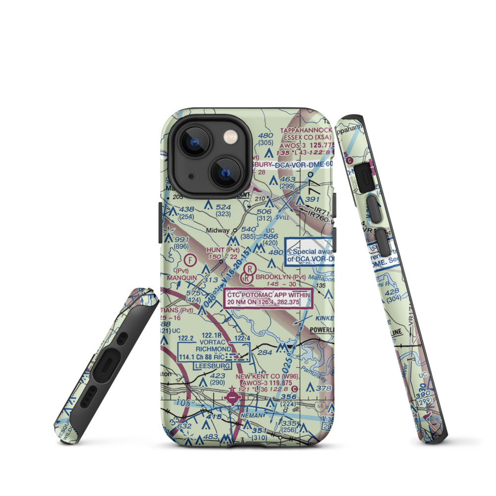 Brooklyn Airport (0VI1) VFR Sectional  Tough iPhone Case iPhone 13 mini model shown