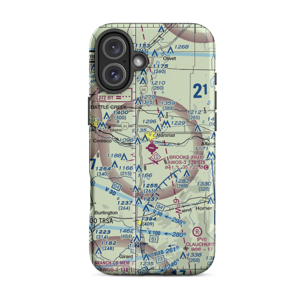 Brooks Field (RMY) VFR Sectional  Tough iPhone Case iPhone 16 Plus model shown