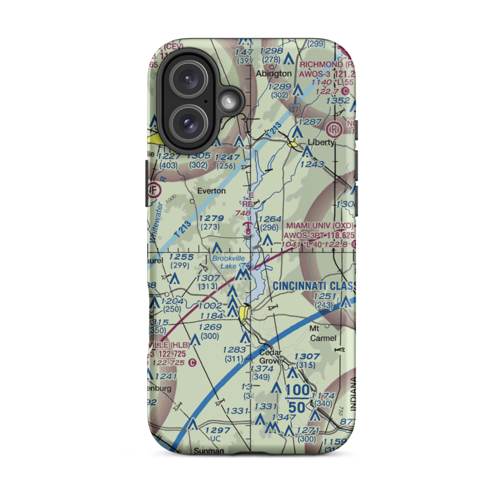 Brookville Reservoir Seaplane Base (12I) VFR Sectional  Tough iPhone Case iPhone 16 Plus model shown