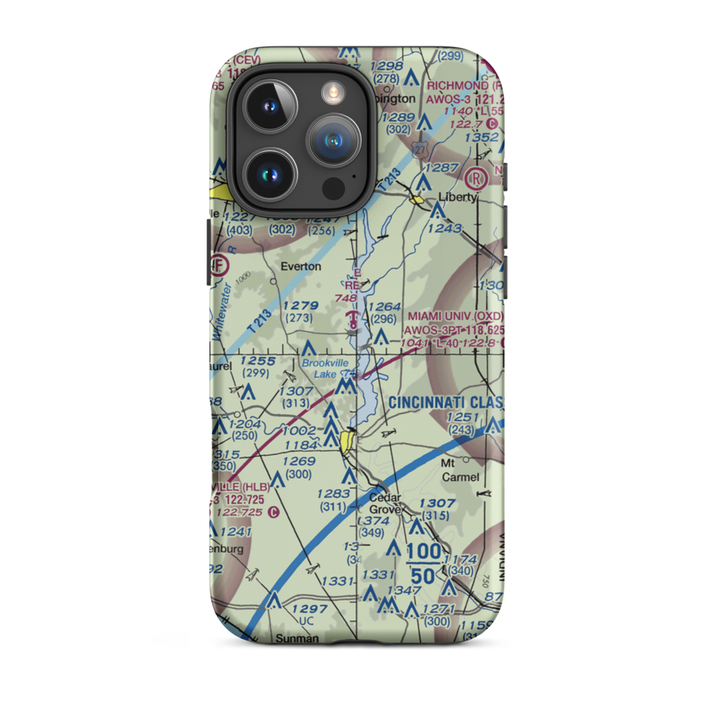 Brookville Reservoir Seaplane Base (12I) VFR Sectional  Tough iPhone Case iPhone 16 Pro Max model shown