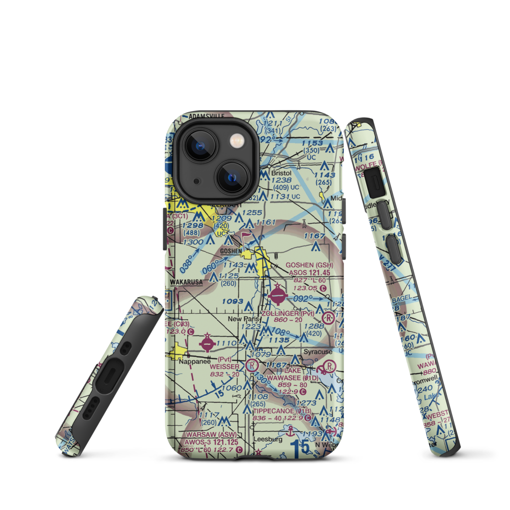 Brown Airport (35II) VFR Sectional  Tough iPhone Case iPhone 13 mini model shown