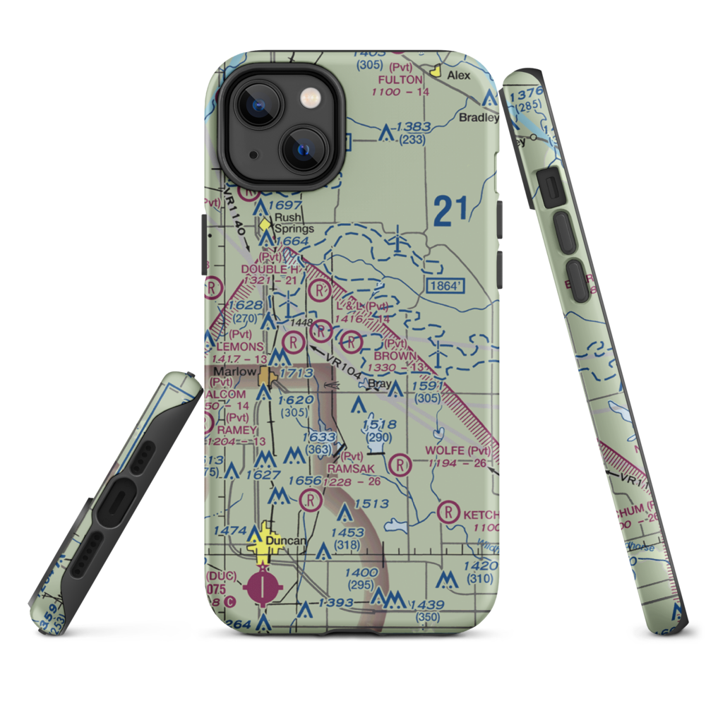Brown Airstrip (OK81) VFR Sectional  Tough iPhone Case iPhone 14 Plus model shown