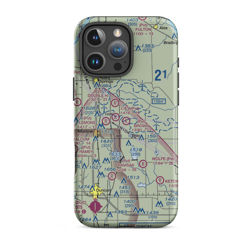 Brown Airstrip (OK81) VFR Sectional  Tough iPhone Case iPhone 16 Pro Max model shown